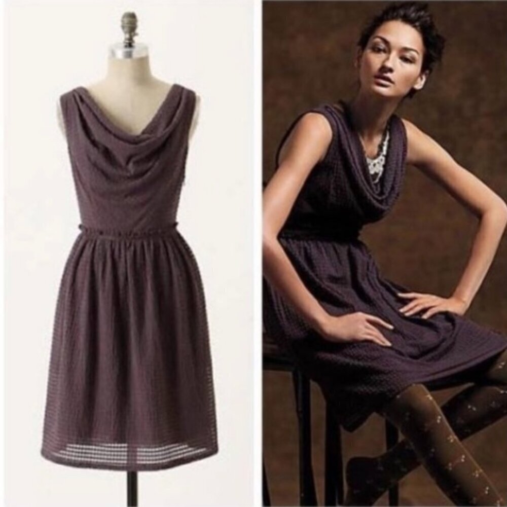 Ric Rac Anthropologie Purple Waffle Textured Dress Stretch Sleeveless Small